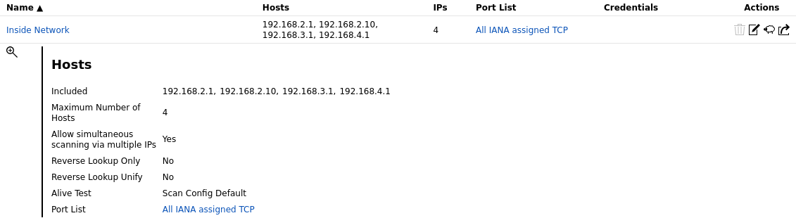 OpenVAS Targets Configuration